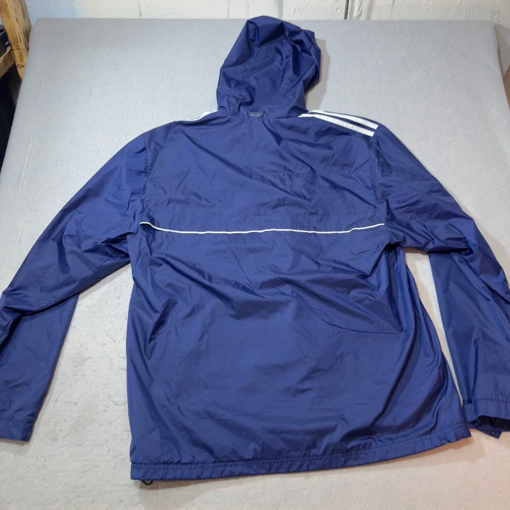 Adidas Windbreaker Jacket Mens XL Navy Blue Good Hooded Mesh Lined V39446‎